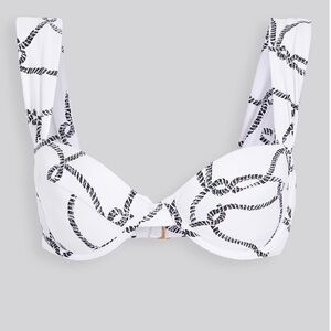 WeWoreWhat Claudia Bikini Top Sz XS White Black Rope Swim Resort Beach Padded 28